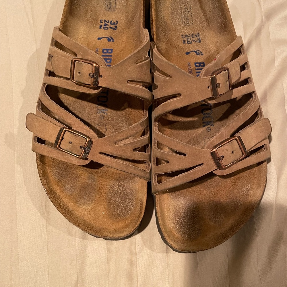 Birkenstock Women's Taupe Strappy Buckle Sandals